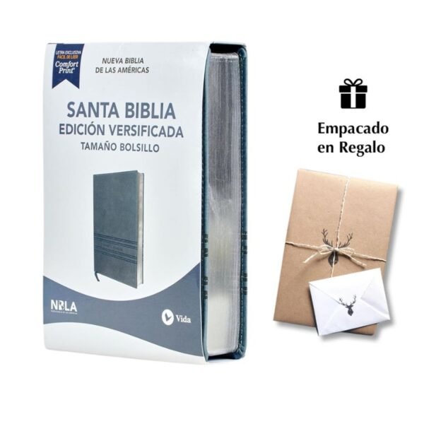 Biblia NBLA Edición versificada Tamaño bolsillo Leathersoft Gris Palabras de Jesús en rojo Comfort Print