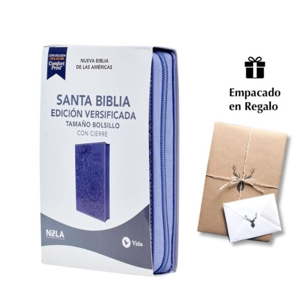 Biblia NBLA Edición versificada Tamaño bolsillo Leathersoft Morado Con cierre Palabras de Jesús en rojo, Comfort Print