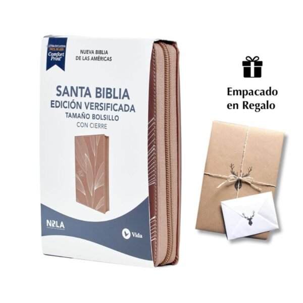 Biblia NBLA Edición versificada Tamaño bolsillo Leathersoft Con cierre Oro Rosa Palabras de Jesús en rojo,Comfort Print