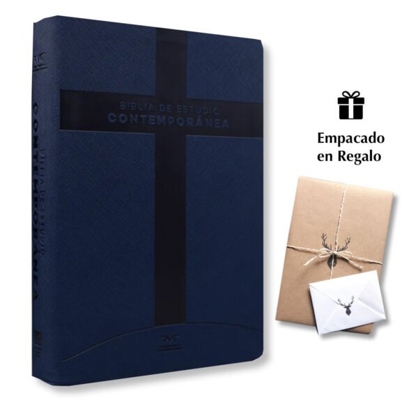 Biblia de Estudio RVC Letra Grande imitación Piel Azul Oscuro