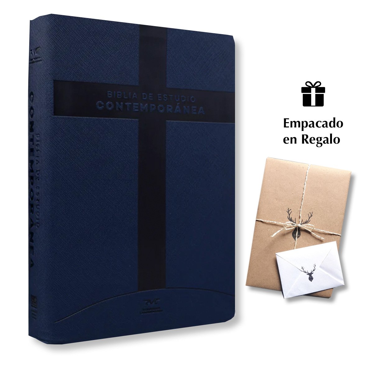 Biblia de Estudio RVC Letra Grande imitación Piel Azul Oscuro