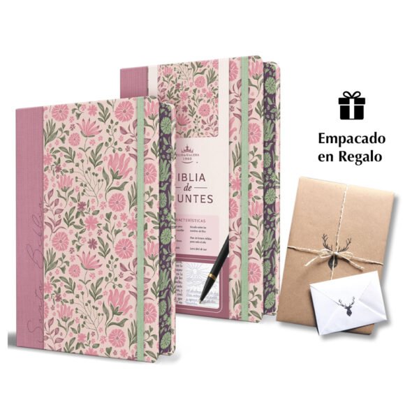 Biblia de Apuntes RVR 1960 Tapa dura Rosada con flores