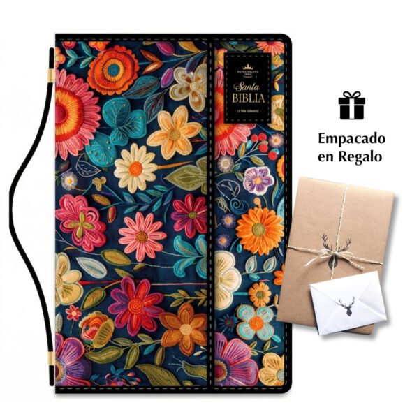 Biblia RVR60c Exquisita Impacto Floral Manija Iman Letra Grande 12 puntos