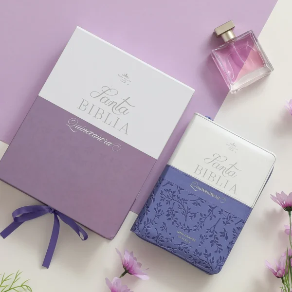 Biblia Quinceañera RVR1960 Lila Cierre Índice –  Caja de Regalo