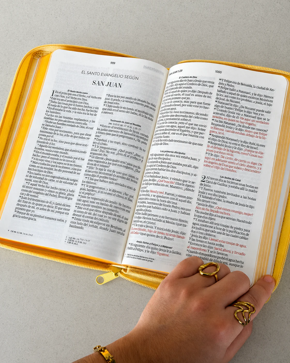 Biblia RVR60 Letra Grande 11.5 pts Amarillo Abejas Piel Cierre - Imagen 5
