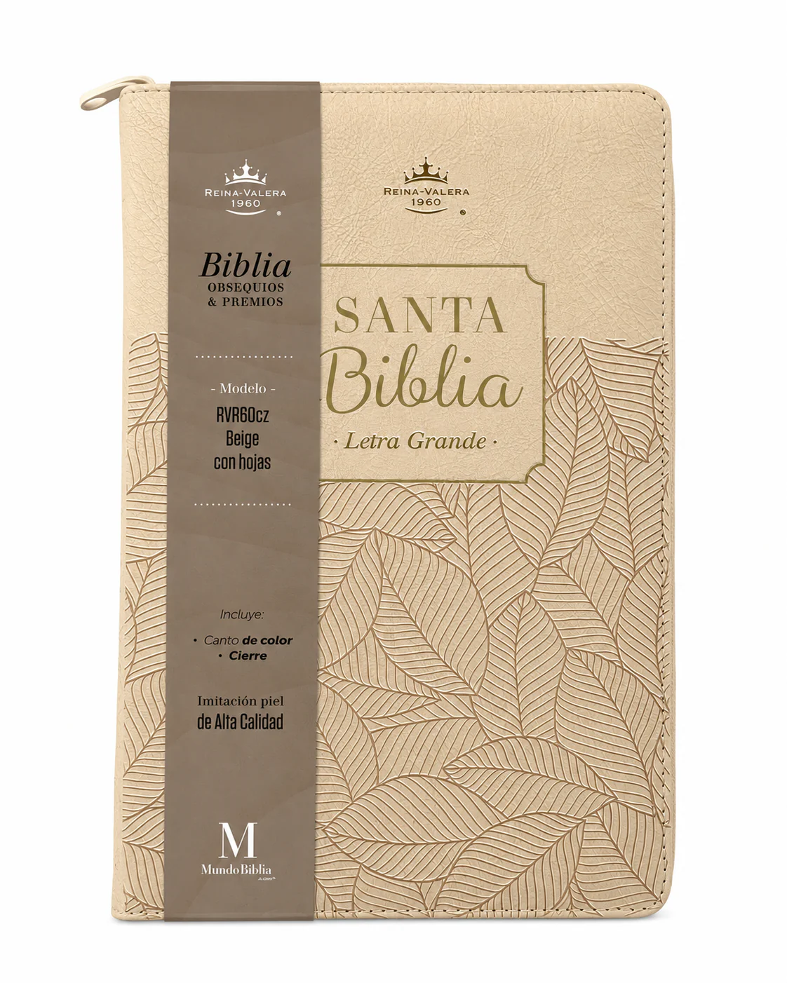 Biblia RVR1960 Letra Grande 11.5 pts – Beige hojas piel cierre - Imagen 2