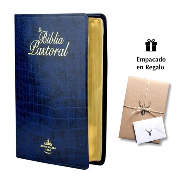 Biblia de Estudio Pastoral Reina Valera 1960 Mediana Letra Mediana Imitación Piel Azul