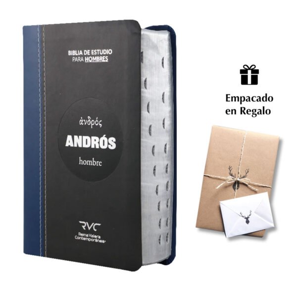 Biblia de Estudio Andrós Reina Valera Contemporánea Imitación Piel Azul/Negro