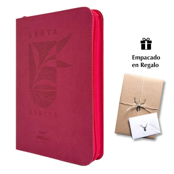 Biblia RVC Letra mediana Color Fucsia Con Ayudas Digitales Con Cierre