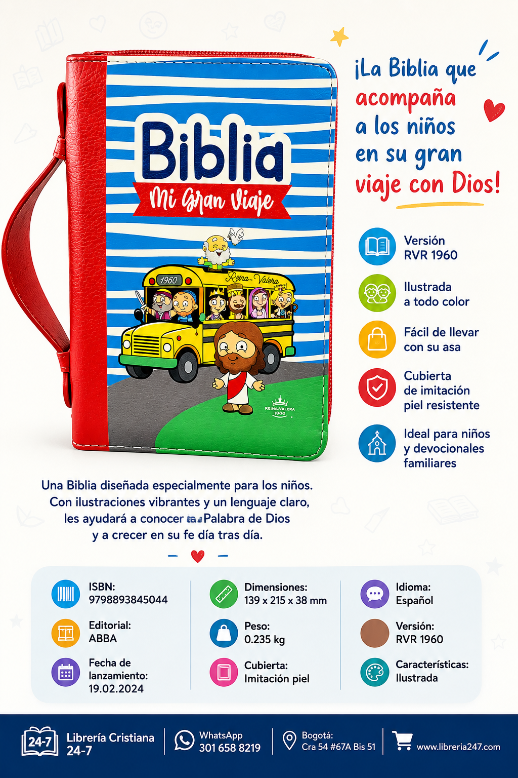 Biblia mi gran viaje para niños – Reina Valera - cierre con manija - Imagen 2