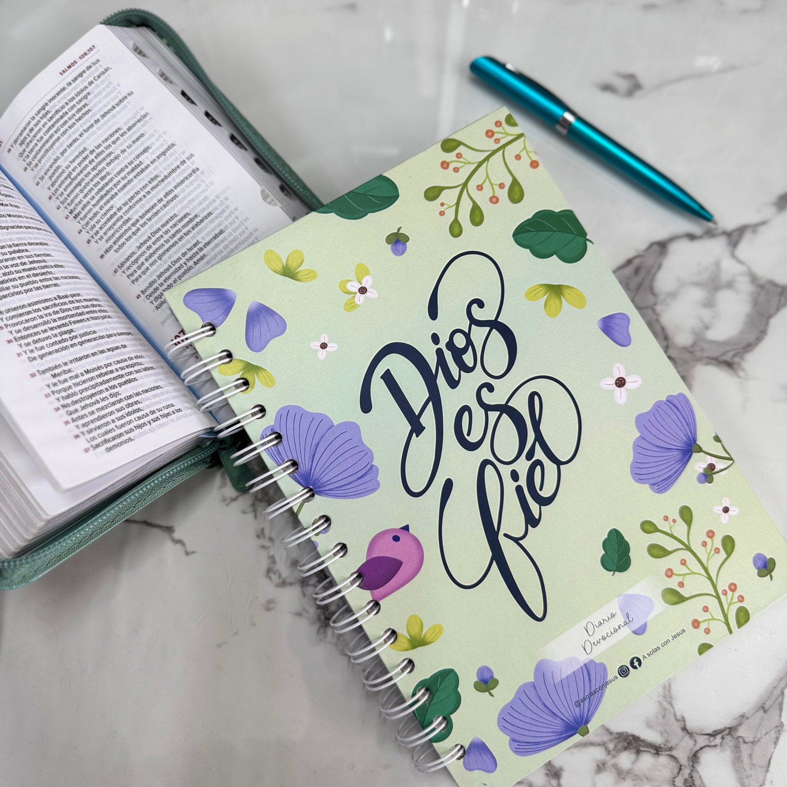 Diario Devocional “Dios es fiel ” Verde - A solas con Jesús - Imagen 2