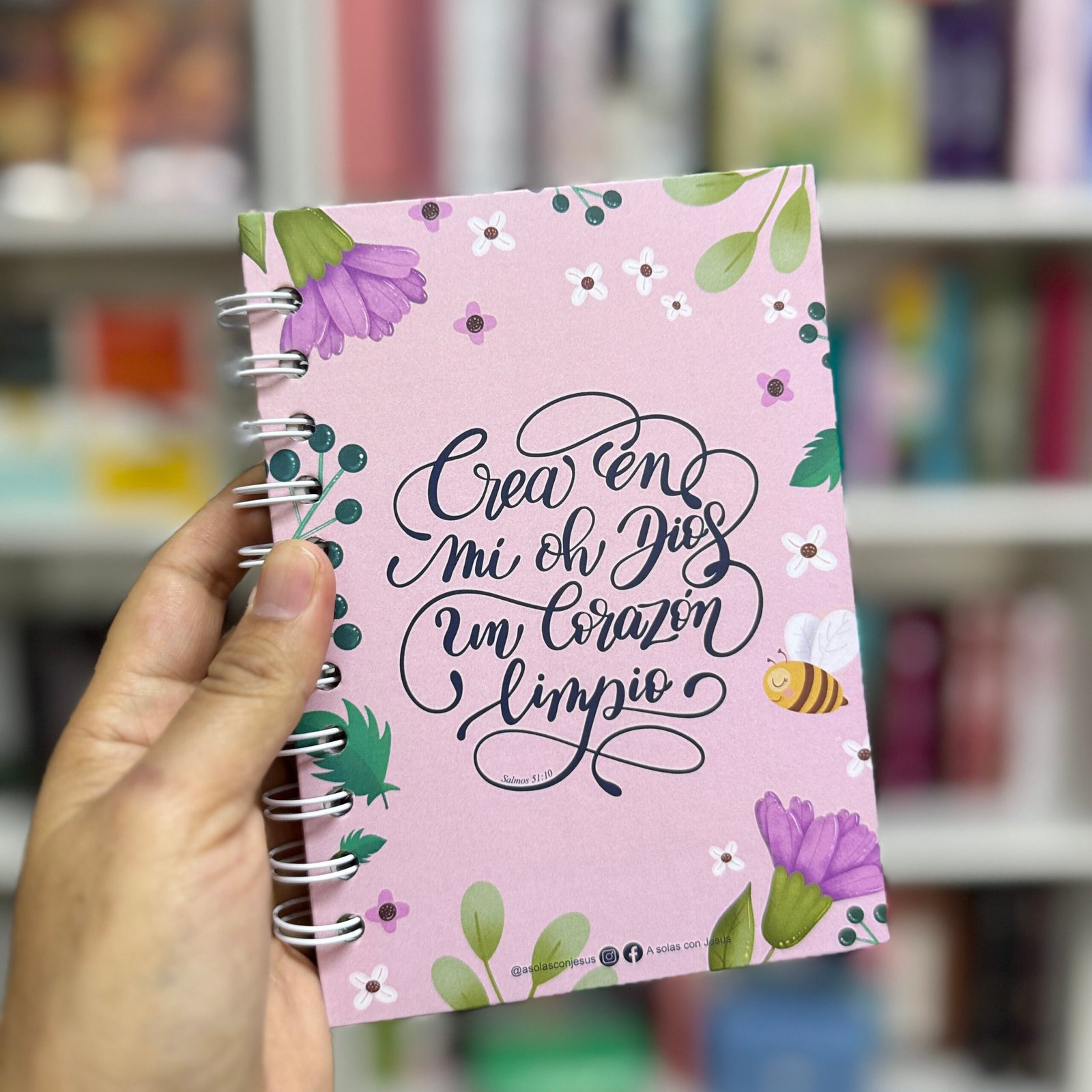 Libreta Mediana “Crea en mí un Corazón Limpio” – Rosa – A solas con Jesús