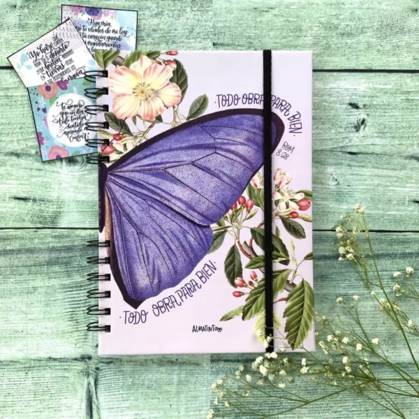 Cuaderno Todo obra para bien – Mariposa - Rayas - Almatinta