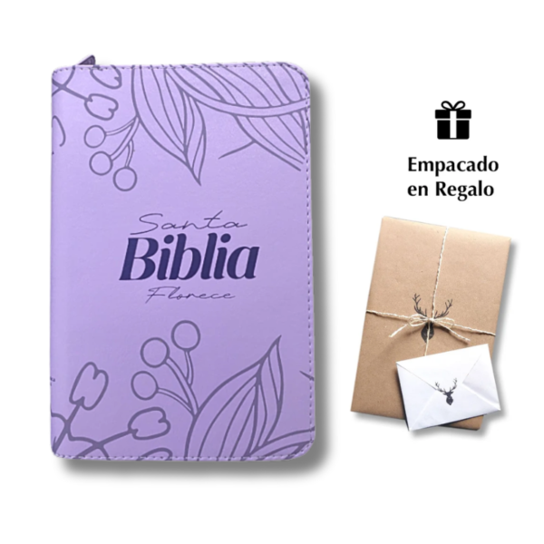 Biblia Florece – Letra Grande 12 puntos Lila con cierre