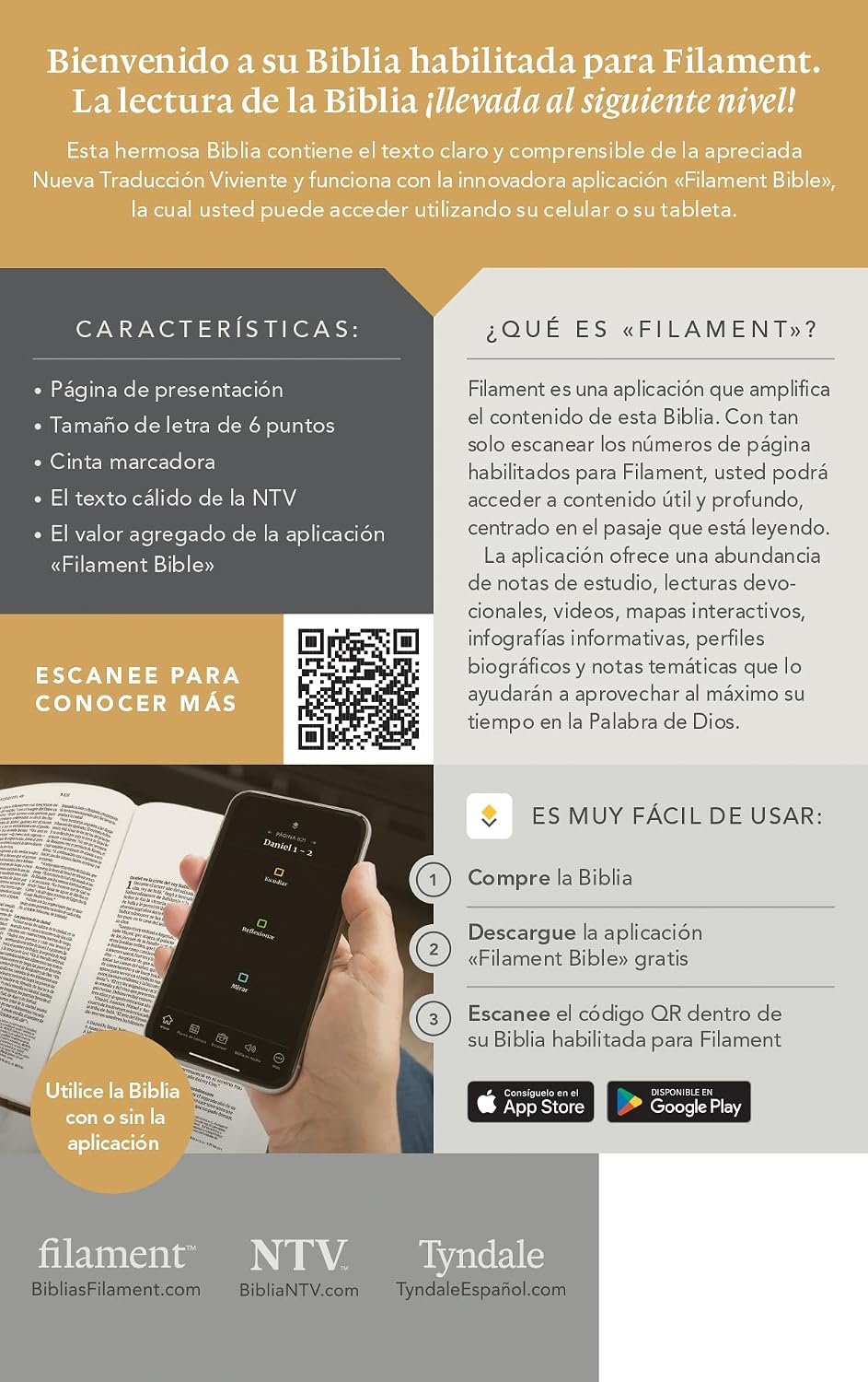 Biblia compacta NTV con Filament SentiPiel Café - Imagen 3