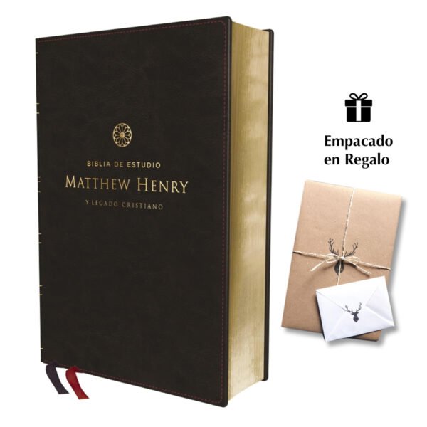 Biblia de estudio Matthew Henry y legado cristiano RVR Leathersoft Negro Interior a dos colores Comfort Print