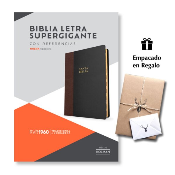Biblia RVR60 Letra Supergigante Negro Cafe Indice Piel