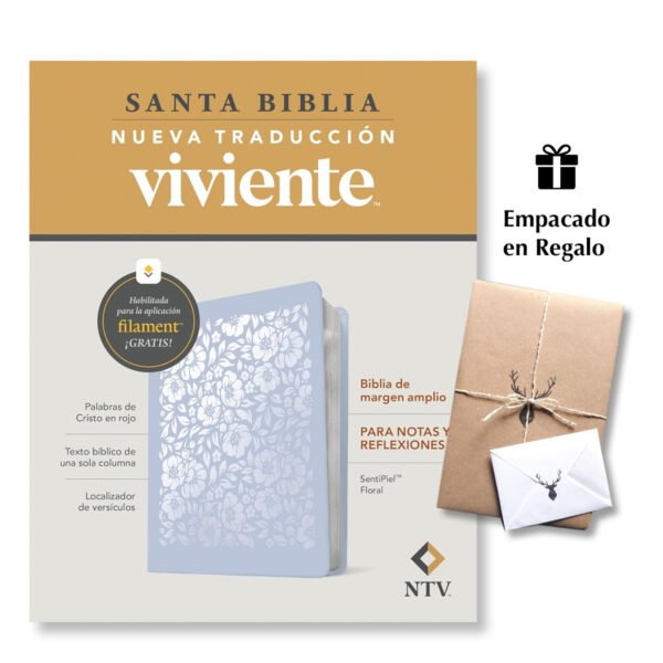 Biblia de margen amplio NTV con Filament SentiPiel Floral