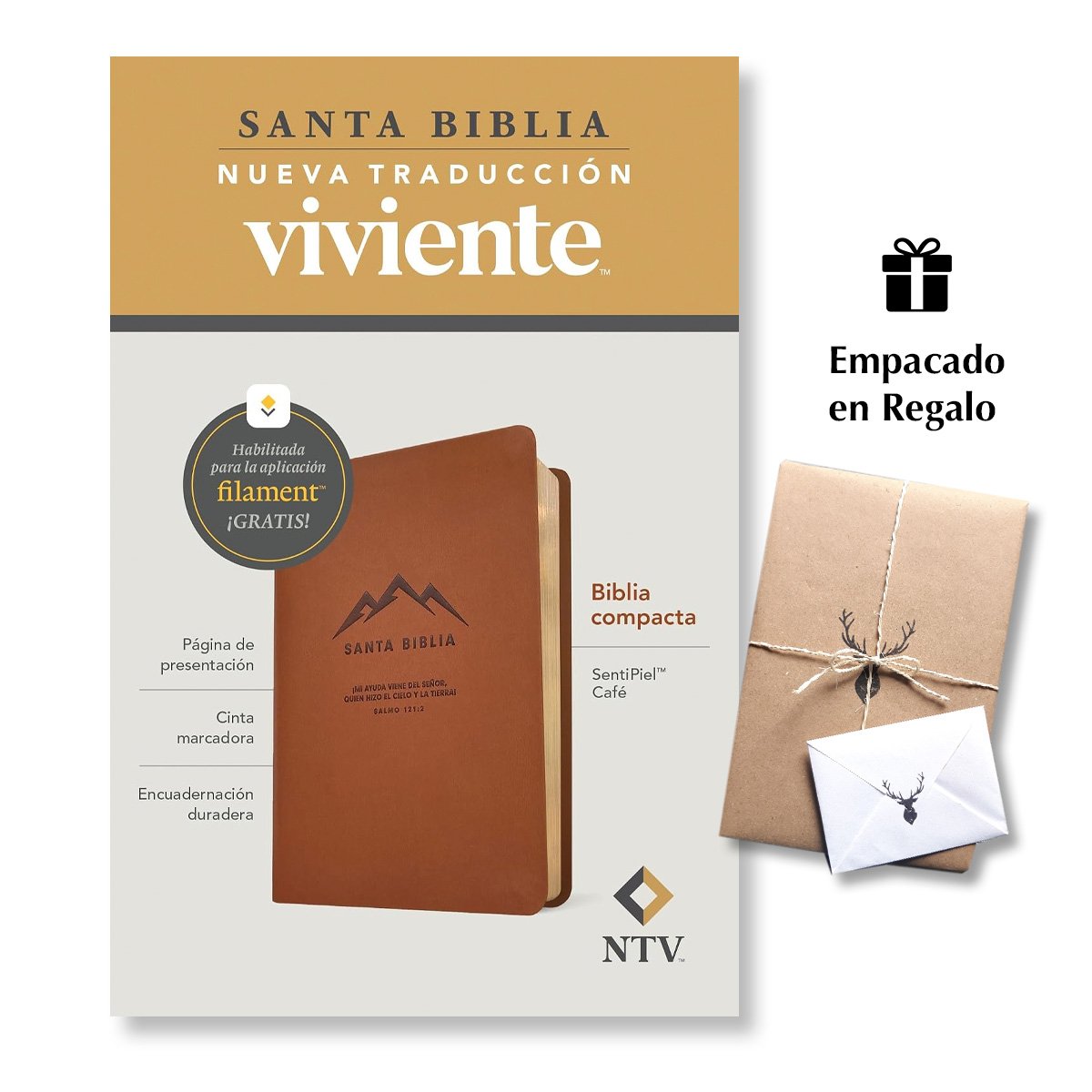 Biblia compacta NTV con Filament SentiPiel Café