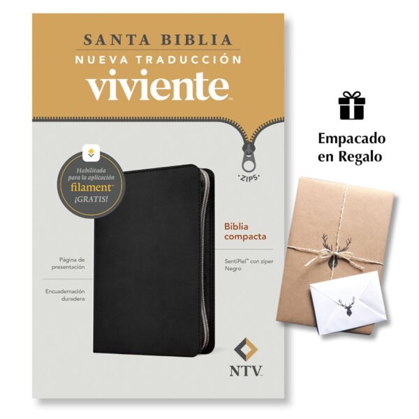 Biblia compacta NTV de zíper con Filament SentiPiel Negro