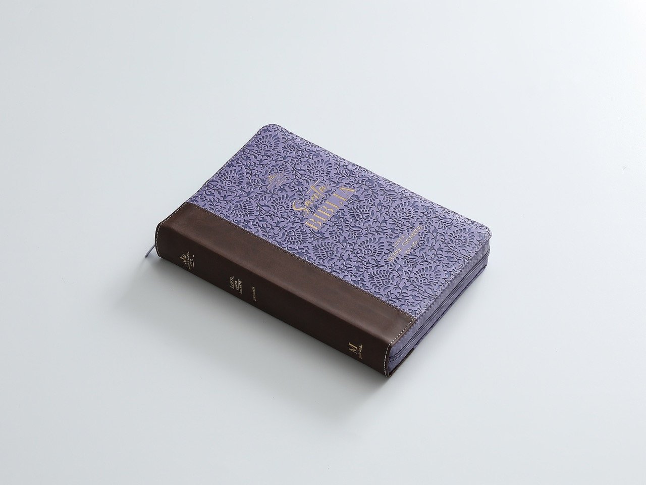 Biblia RVR60 Letra Súper Gigante i/piel Café/Lila con cierre/índice - Imagen 5