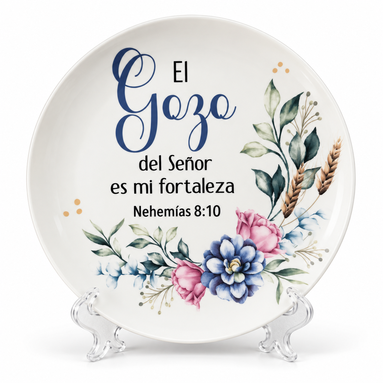 El Gozo del Señor es Mi Fortaleza | Nehemías 8:10 - Plato Decorativo Cristiano de Cerámica - Imagen 2