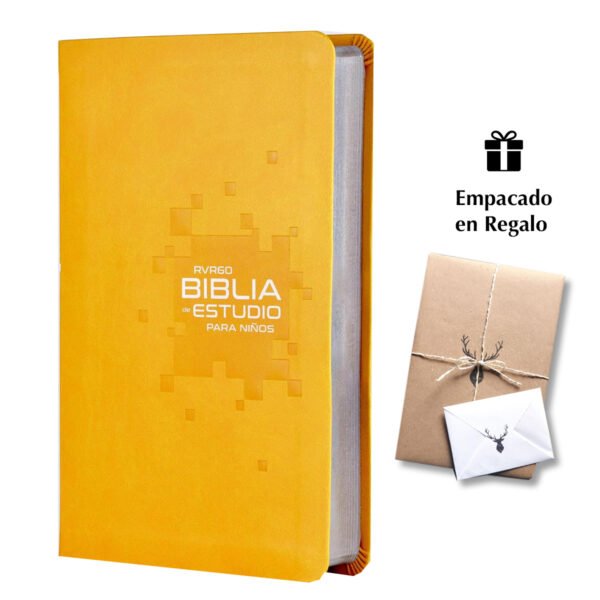 Biblia de estudio para niños RVR60 Piel Mango: La Biblia para niños más completa