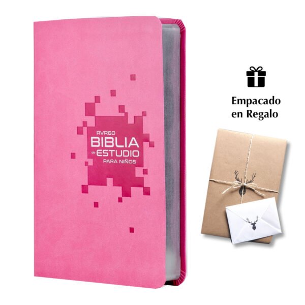 Biblia de estudio para niños RVR60 Piel Rosado: La Biblia para niños más completa