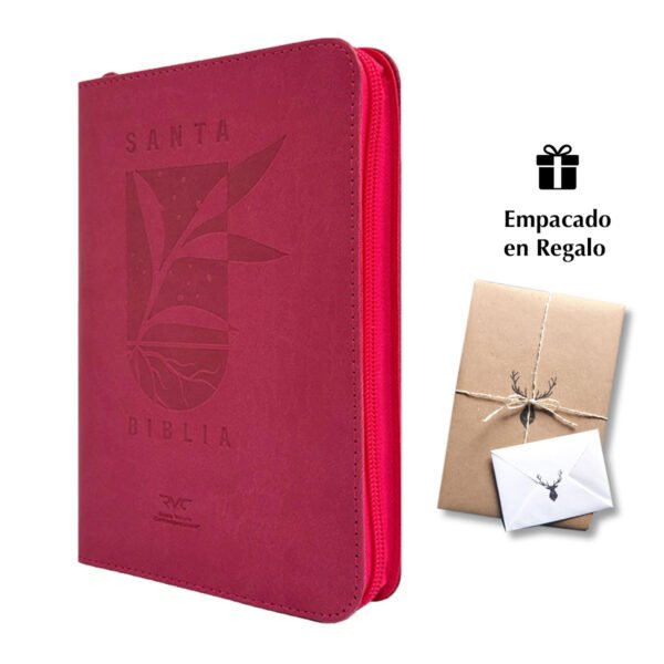 Biblia RVC Letra mediana Color Fucsia Con Ayudas Digitales Con Cierre