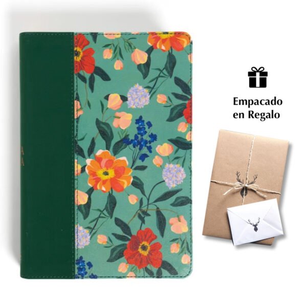 Biblia letra grande edición especial RVR60 – Verde floreado – Símil Piel