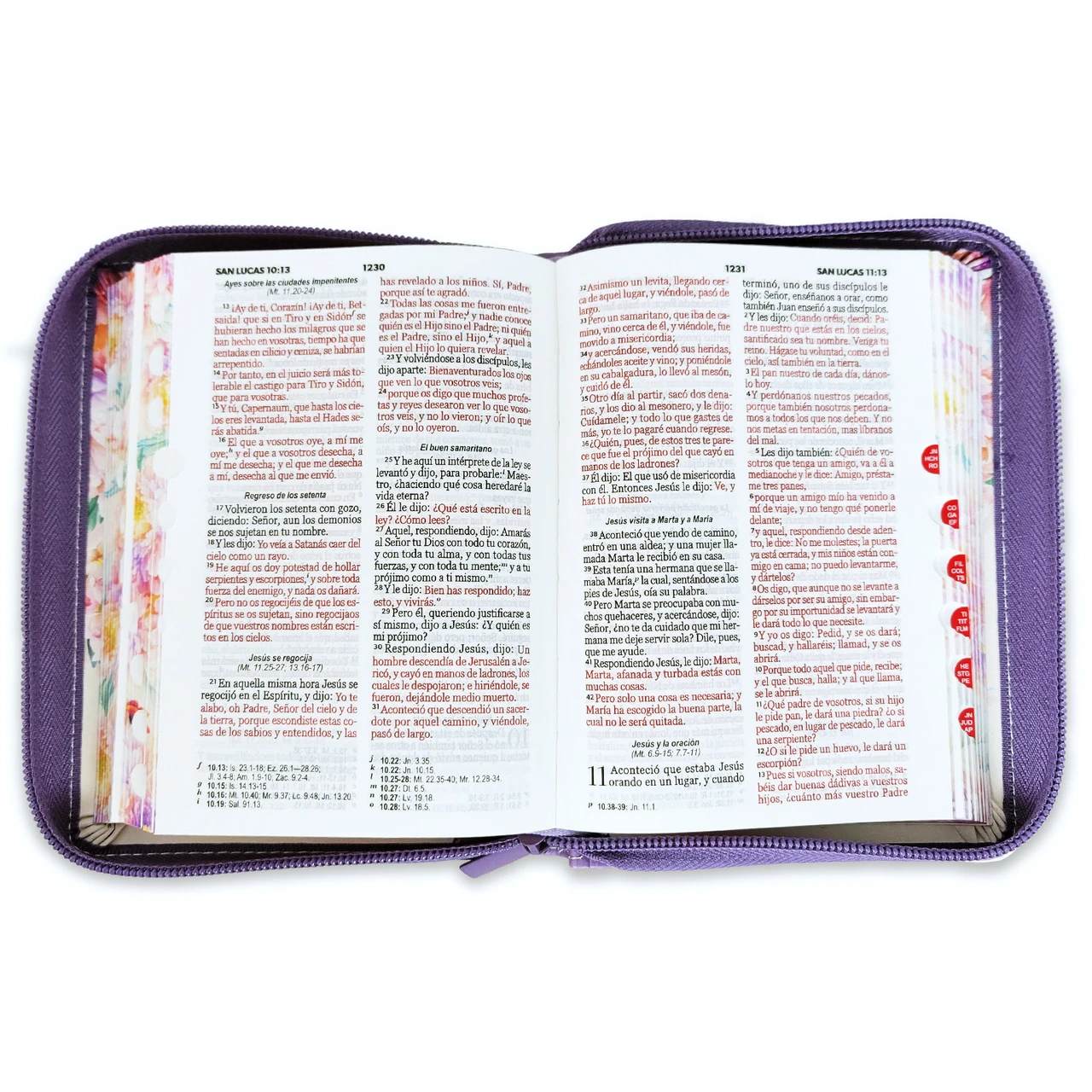 Biblia con Cierre Letra Grande 12 puntos para Mujer RV1960 imit piel lila con índice y canto floral - Imagen 3