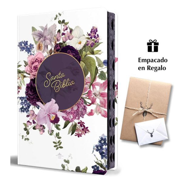 Biblia Letra Grande Tamaño Manual – RVR 1960 Tapa Dura Jardin de Flores Blanco