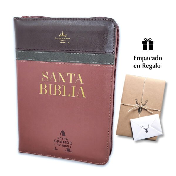 Biblia con Cierre Compacta 10 puntos RV1960, imit piel negro y café