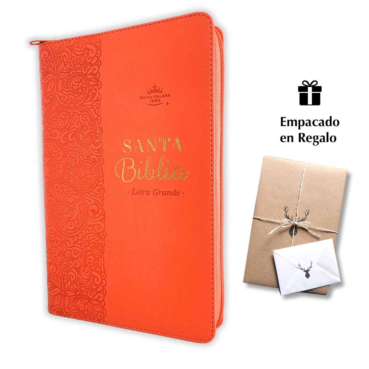 Biblia con Cierre Letra Grande Manual 11 puntos RV1960, imit piel coral delicado