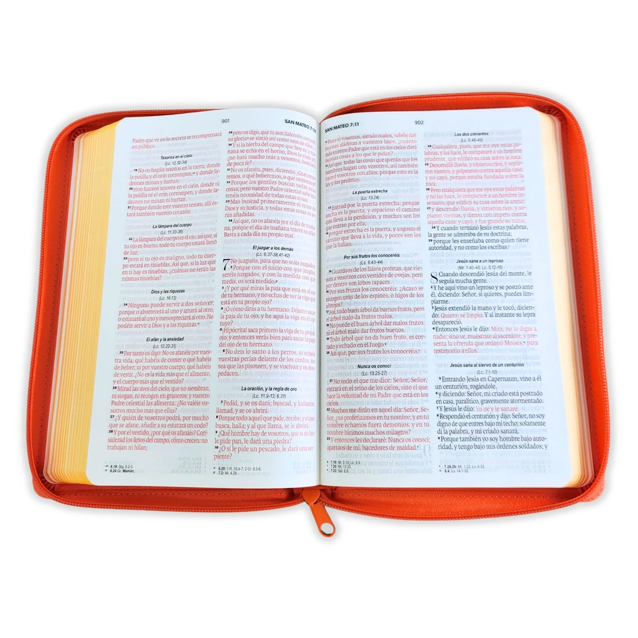 Biblia con Cierre Letra Grande Manual 11 puntos RV1960, imit piel coral delicado - Imagen 2