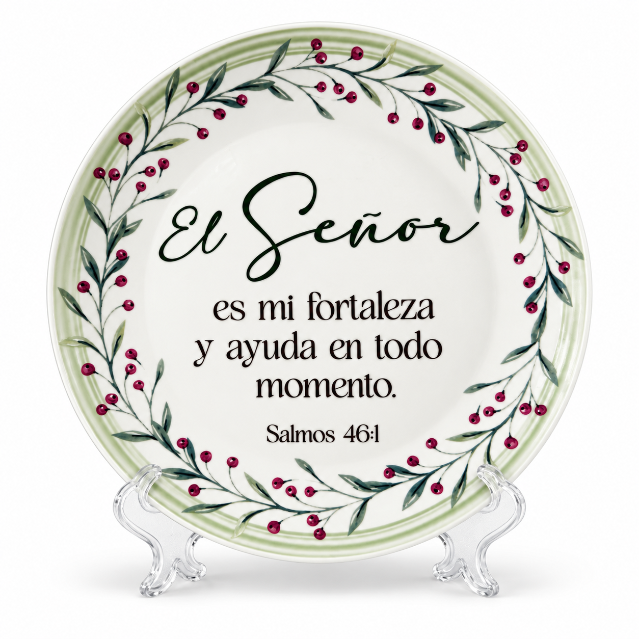 El Señor es Mi Fortaleza y Ayuda | Salmos 46:1 - Plato Decorativo Cristiano de Cerámica - Imagen 2