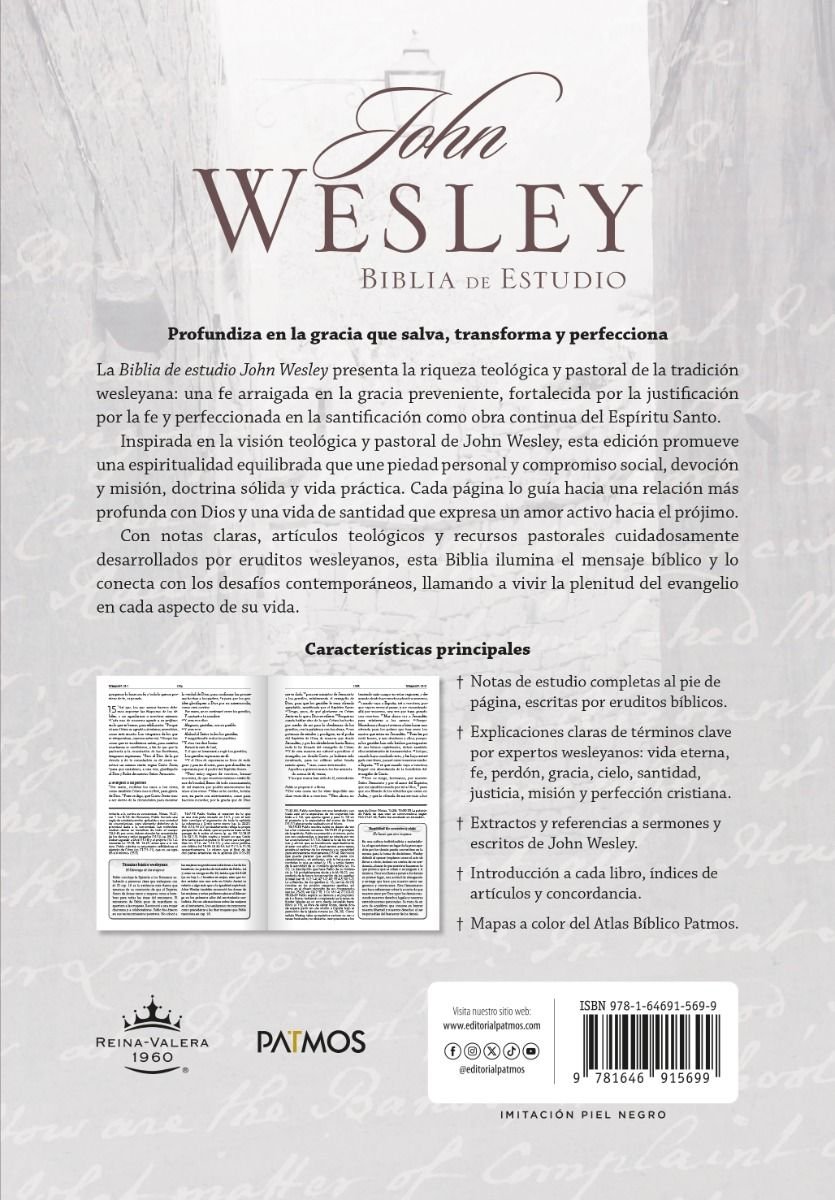 Biblia de Estudio John Wesley Reina Valera 1960 Duotono Azul - Imagen 2